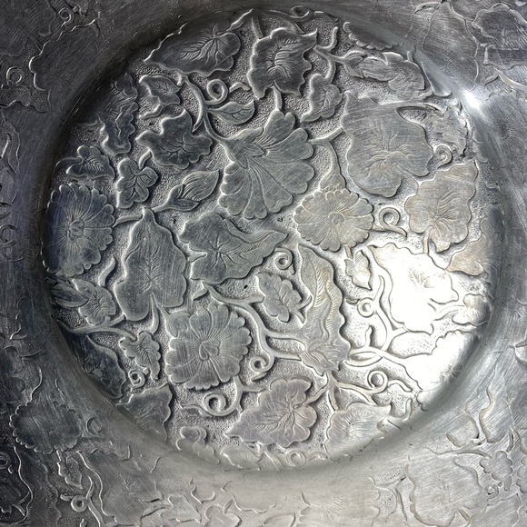 Hand Hammered Floral Serving Tray - Floral-PRICE IS FIRM - Picture 6 of 14